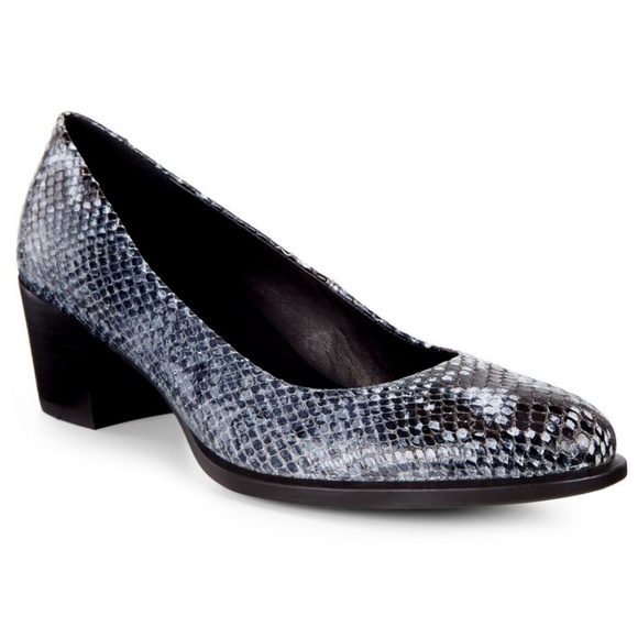Ecco | Shoes | Ecco Shape 35 Pump True Navy Snake Block Heel Shoe | Poshmark ecco 35